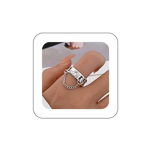 Inilbran Boho Band Kette Finger Ring Vintage Hohlband Wickeln Offener Ring Silber Band Saturn Offener Knöchel Ring Punk Einstellbar Stapel Ring Schmuck Für Frauen Und Mädchen von Inilbran