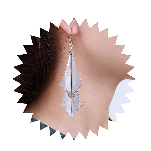 Inilbran Boho Blatt Baumeln Ohrringe Vintage Metall Blatt Ohrringe Silber Doppelblatt Tropfen Ohrringe Super Leichtes Blatt Metall Ohrringe Schmuck Für Frauen Und Mädchen von Inilbran