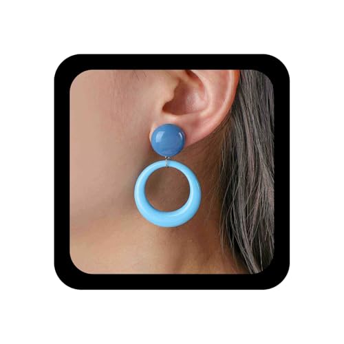 Inilbran Boho Blau Acryl Kreis Ohrringe Vintage Großen Kreis Baumeln Ohrringe Blau Hohl Runde Tropfen Ohrringen Personalisierte Harz Runde Ohrstecker Schmuck Für Frauen von Inilbran