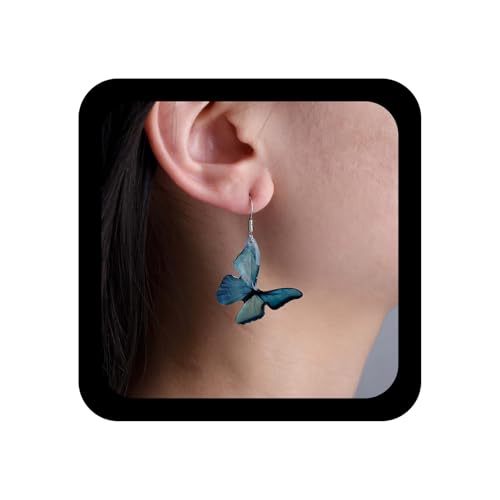 Inilbran Boho Blau Harz Schmetterling Ohrringe Vintage 3d Schmetterling Baumeln Ohrringe Blau Schmetterlinge Tropfen Ohrring Personalisierte Lange Tier Haken Ohrring Schmuck Für Frauen von Inilbran