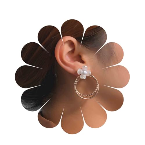 Inilbran Boho Blume Perlen Ohrringe Gold Kreis Ohrstecker Acryl Blume Ohrringe Geometrische Hohlen Kreis Ohrringe Schmuck Für Frauen Und Mädchen von Inilbran