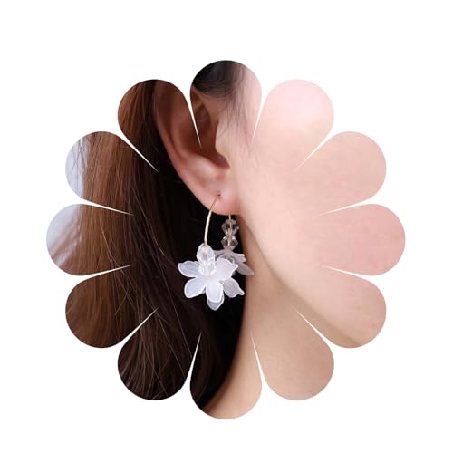 Inilbran Boho Blume Reif Ohrringe Vintage Harz Blume Tropfen Ohrringe Acryl Blume Große Reif Ohrringe Hochzeit Blume Blütenblatt Ohrringe Schmuck Für Frauen Und Mädchen von Inilbran