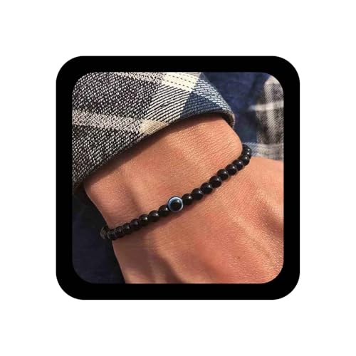 Inilbran Boho Böse Auge Hand Armband Vintage Glänzend Schwarz Perlen Armband Schwarz Perlen Auge Armbänder Einstellbar Dämon Dehnbar Link Kette Schmuck Für Frauen von Inilbran