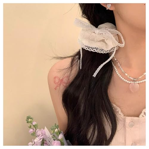 Inilbran Boho Bogen Haar Haargummis Spitze Elastische Haargummis Vintage Spitze Elastische Haar Seil Große Scrunchy Spitze Bands Seil Pferdeschwanz Halter Haarschmuck Für Frauen (weiß) von Inilbran