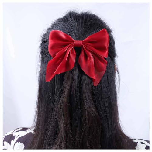 Inilbran Boho Bow Hair Clips Satin Bow Hair Barrettes Silky Hair Clip Barrette Vintage Bowknot Hair Accessory Satin Ribbon Bowknot Clip Headpiece for Women and Girls Headdress (Rot) von Inilbran