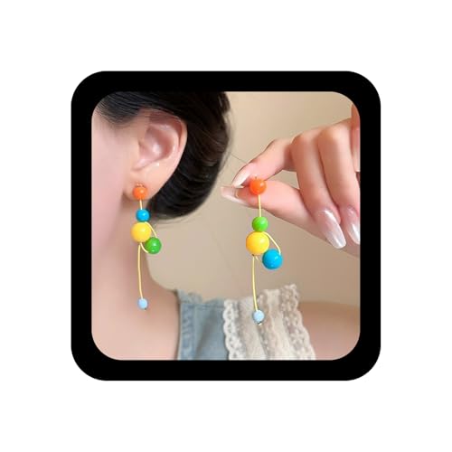 Inilbran Boho Bunte Perle Ball Ohrringe Runde Multicolor Ohrringe Candy Farbigen Tropfen Ohrring Runde Aussage Bunte Ohrring Für Frauen (gelb) von Inilbran