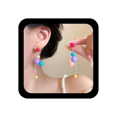 Inilbran Boho Bunte Perle Ball Ohrringe Runde Multicolor Ohrringe Candy Farbigen Tropfen Ohrring Runde Aussage Bunte Ohrring Für Frauen (lila) von Inilbran