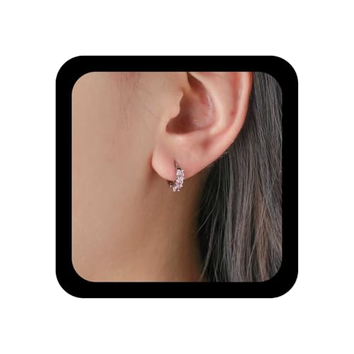 Inilbran Boho Cz Hoop Ohrringe Vintage Einfache Kristall Ohrringe Rosa Cz Huggie Ohrring Klein Pave Kubischer Zirkonia Reifen Ohrring Schmuck Für Frauen von Inilbran