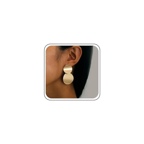 Inilbran Boho Disc Coin Drop Dangle Ohrringe Gold Round Disc Ohrstecker Big Circle Drop Ohrringe Punk Circle Ohrringe Schmuck für Frauen und Mädchen von Inilbran
