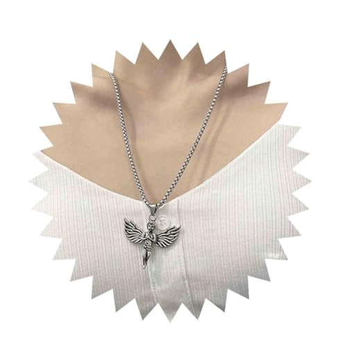 Inilbran Boho Engel Choker Halskette Silber Winkel Flügel Anhänger Halskette Gothic Engel Flügel Halskette Choker Vintage Engel Religiöse Halskette Schmuck Für Frauen Und Mädchen von Inilbran