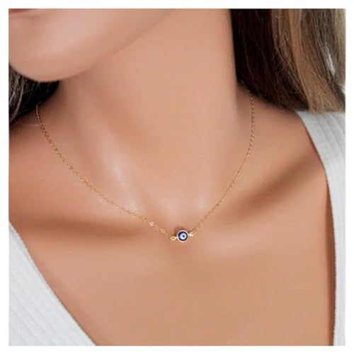 Inilbran Boho Evil Eye Choker Halskette Gold Evil Eye Halskette Choker Vintage Dämonenauge Halskette Kette Minimalismus Blaues Auge Halskette Kette Schmuck für Frauen und Mädchen Amulett Geschenke von Inilbran