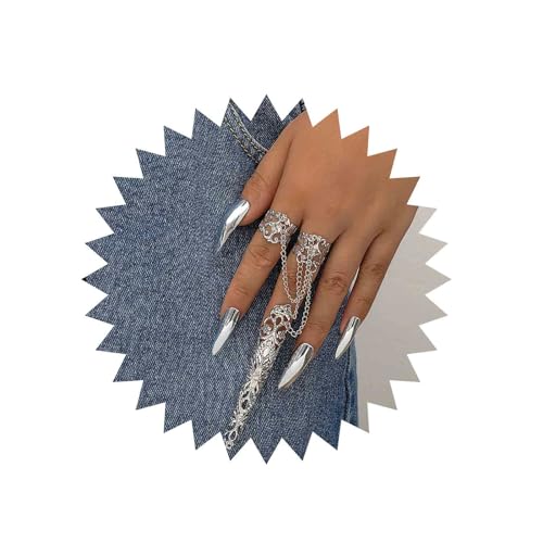 Inilbran Boho Fingernagelspitze Krallenringe Zigeuner Ägyptische Finger Ring Armband Punk Knöchel Finger Ring Armband Gold Indische Ägyptische Bauchtanz Ring Armband Schmuck Für Frauen Und Mädchen von Inilbran
