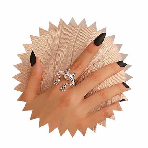 Inilbran Boho Flog Offene Ringe Vintage Tier Flog Ringe Punk Silber Flog Ringe Gothic Flog Einstellbare Stapelung Ringe Schmuck Für Frauen Und Mädchen von Inilbran