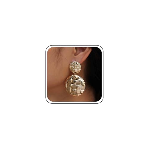 Inilbran Boho Gehämmert Münze Ohrringe Vintage Texturierte Kreis Ohrringe Gold Matt Münze Baumeln Ohrringe Metall Weben Scheibe Ohrringe Schmuck Für Frauen Und Mädchen von Inilbran