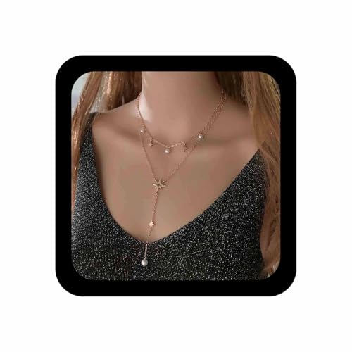 Inilbran Boho Geschichteten Stern Choker Halskette Vintage Stern Y Lariat Kette Halskette Personalisierte Hexagramm Anhänger Halskette Gold Stern Perle Tropfen Halskette Schmuck Für Frauen Und Mädchen von Inilbran