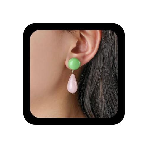 Inilbran Boho Große Harz Träne Ohrringe Grün Rosa Geometrische Ohrringe Bunte Wassertropfen Ohrstecker Personalisierte Kreis Oval Ohrring Schmuck Für Frauen von Inilbran
