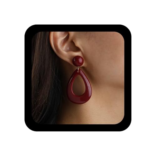 Inilbran Boho Große Harz Träne Ohrringe Vintage Hohl Oval Baumeln Ohrringe Rot Acryl Wassertropfen Ohrring Übertreiben Geometrischen Tropfen Ohrring Schmuck Für Frauen von Inilbran