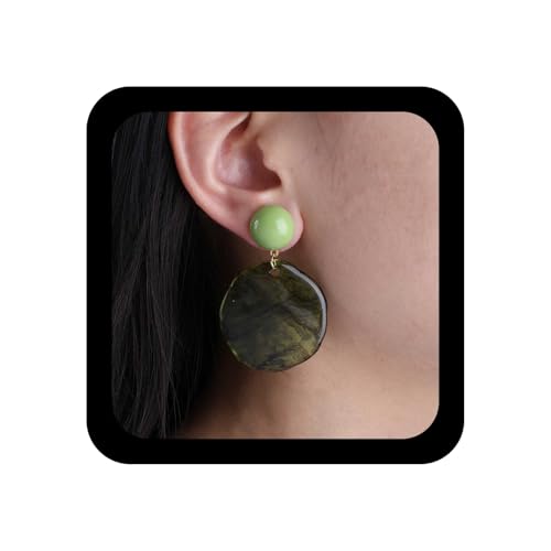 Inilbran Boho Grün Acryl Kreis Ohrringe Vintage Geometrischen Kreis Baumeln Ohrringe Grün Harz Runden Ohrring Personalisierte Große Geometrische Ohrstecker Schmuck Für Frauen von Inilbran