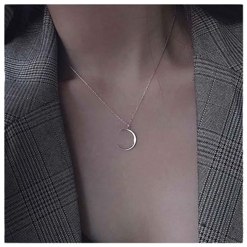 Inilbran Boho Halbmond Anhänger Halskette Silber Mond Choker Halskette Vintage Halbmond Halskette Minimalistische Mond Halskette Himmlische Halskette Kette für Frauen und Mädchen von Inilbran