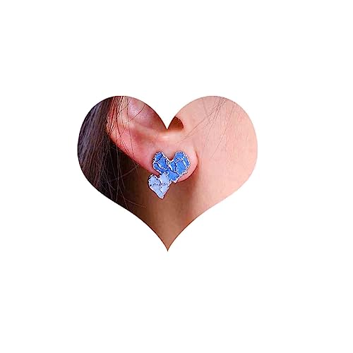 Inilbran Boho Harz Blau Herz Ohrstecker Vintage Acryl Herz Ohrringe Personalisierte Doppel Herz Ohrringe Blau Aussage Ohrringe Schmuck Für Frauen Und Mädchen von Inilbran