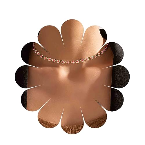 Inilbran Boho Harz Herz Choker Halskette Vintage Liebe Herz Halskette Rosa Emaille Herz Kette Halskette Personalisierte Herz Aussage Halskette Schmuck Für Frauen Und Mädchen von Inilbran
