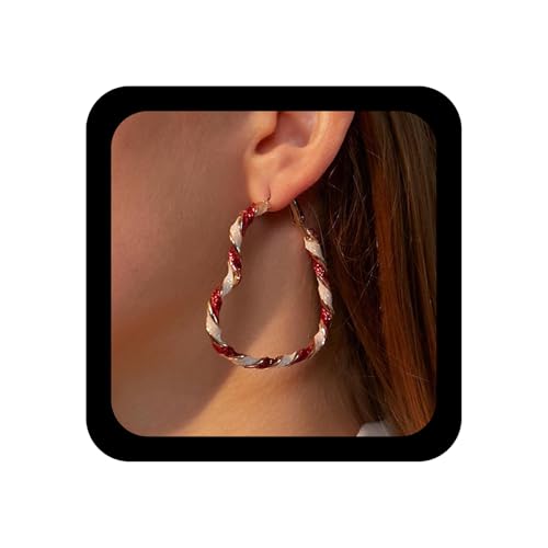 Inilbran Boho Herz Creolen Große Liebe Herz Ohrstecker Rotes Herz Hängende Ohrringe Minimalistisch Übertrieben Ohrringe Schmuck für Frauen und Mädchen von Inilbran