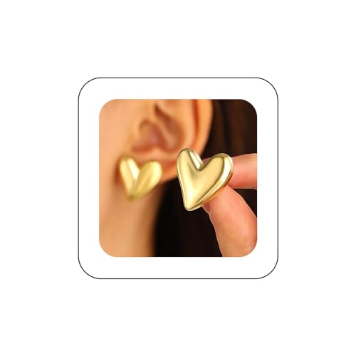 Inilbran Boho Herz Ohrstecker Ohrringe Vintage Liebe Herz Ohrringe Gold Puffy Herz Ohrringe Minimalistische Herzform Ohrringe Schmuck Für Frauen Und Mädchen von Inilbran
