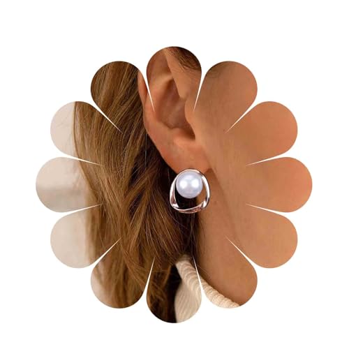 Inilbran Boho Kreis Perlenohrringe Gold Perlen Kreis Ohrstecker Ohrringe Unregelmäßige Kreis Ohrringe Vintage Perlenohrringe Schmuck Für Frauen Und Mädchen von Inilbran