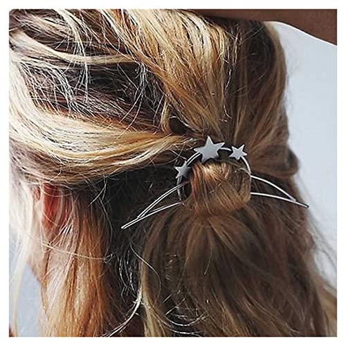 Inilbran Boho Kreis Stern Haarspange Vintage Hohlkreis Haarspange Clip Silber Stern Haarnadel Clip Minimalistisches Geometrisches Kopfclip Zubehör für Frauen und Mädchen Kopfschmuck von Inilbran