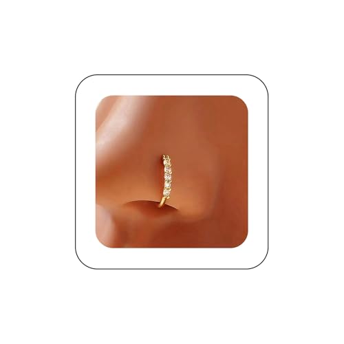 Inilbran Boho Kristall Bar Clip Auf Nasenring Vintage Cz Manschette Hoop Nasenring Gold Bar Faux Clip Auf Nasenring Strass Kein Piercing Nasenring Schmuck Für Frauen von Inilbran