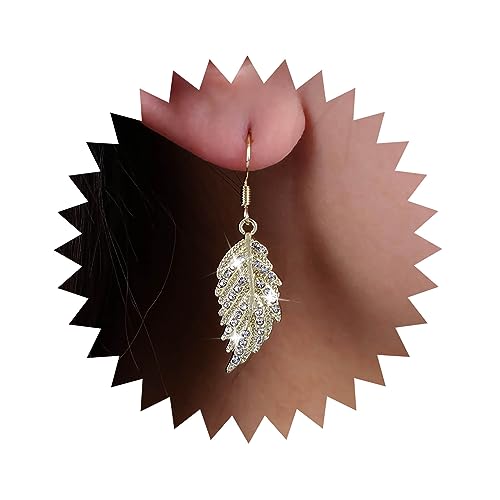 Inilbran Boho Kristall Blatt Ohrringe Vintage Herbst Blatt Baumeln Ohrringe Gold Strass Blatt Haken Ohrringe Personalisierte Cz Blatt Ohrringe Schmuck Für Frauen Und Mädchen von Inilbran