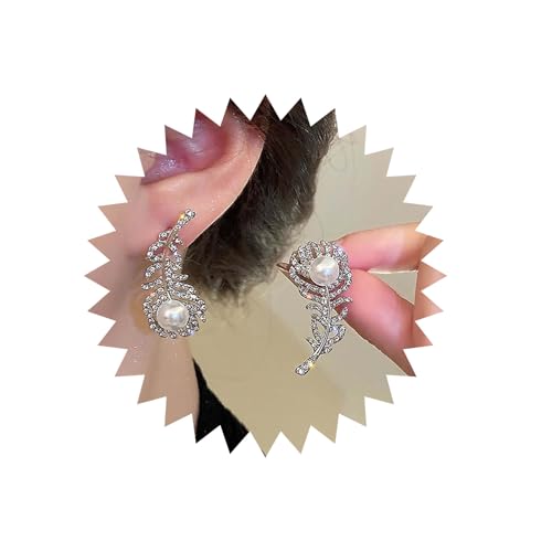 Inilbran Boho Kristall Feder Ohrringe Vintage Perle Blatt Ohrringe Silber Cz Feder Perle Ohrringe Personalisierte Feder Ohrstecker Schmuck Für Frauen von Inilbran