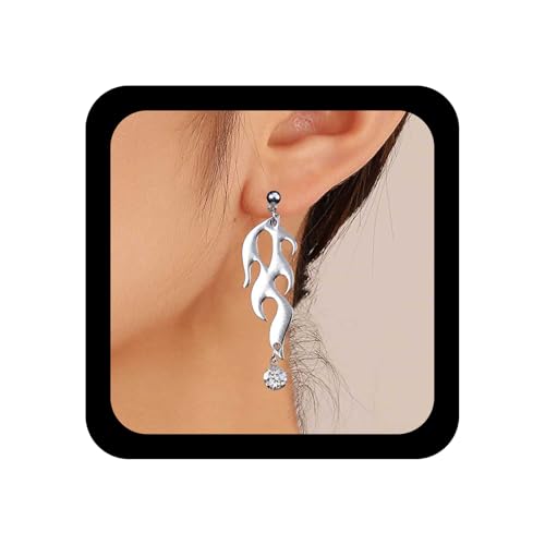 Inilbran Boho Kristall Feuer Flamme Ohrringe Silber Strass Harajuku Flamme Tropfen Ohrring Vintage Kristall Cz Flamme Ohrstecker Ohrringe Minimalistische Flamme Ohrringe Schmuck Für Frauen Und Mädchen von Inilbran