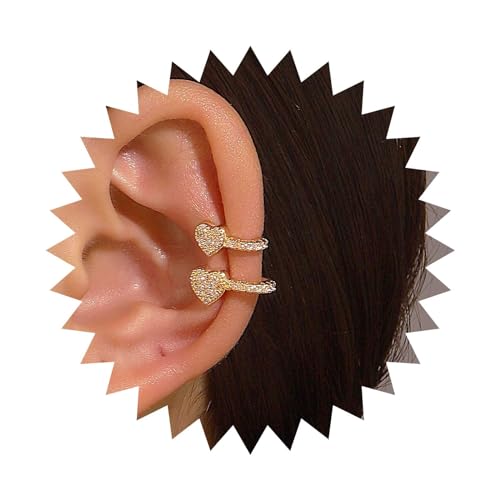 Inilbran Boho Kristall Herz Ohrmanschette Ohrringe Vintage Herz Manschette Clip Auf Ohrringe Gold Doppelherz Manschette Knorpel Ohrringe Herz Kein Piercing Clip Ohrringe Schmuck Für Frauen Und Mädchen von Inilbran