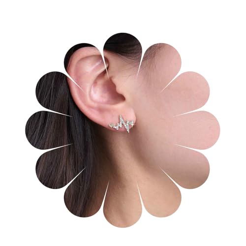 Inilbran Boho Kristall Herzschlag Ohrringe Vintage Cz Elektrokardiogramm Ohrringe Gold Herzschlag Ohrstecker Ohrringe Personalisierte Liebe Herz Ohrringe Schmuck Für Frauen Und Mädchen von Inilbran