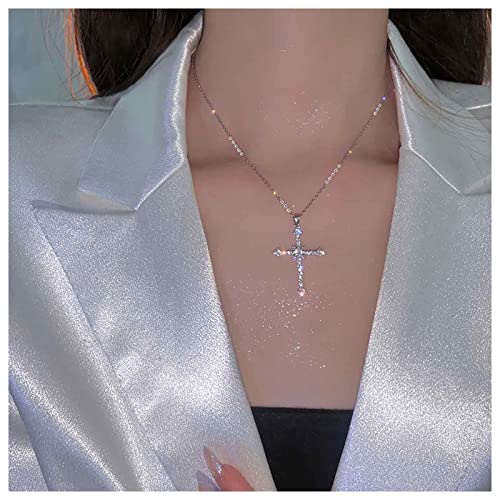 Inilbran Boho Kristall Kreuz Choker Halskette Silber Cz Kreuz Kruzifix Halskette Choker Vintage Kristall Jesus Kreuz Halskette Funkelnde Cz Kruzifix Religiöse Halskette Schmuck Für Frauen Und Mädchen von Inilbran