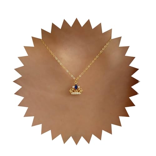 Inilbran Boho Kristall Krone Choker Halskette Vintage Saphir Krone Anhänger Halskette Gold Königin Krone Kette Halskette Minimalistische Cz Krone Halskette Schmuck Für Frauen Und Mädchen von Inilbran