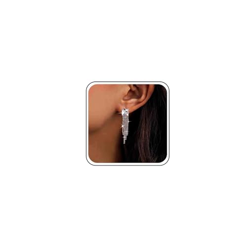 Inilbran Boho Kristall Kronleuchter Quaste Ohrringe Gold Kristall Strass Kette Tropfen Ohrringe Vintage Cz Kette Ohrringe Vintage Kristall Quasten Kette Baumeln Ohrringe Schmuck Für Frauen Und Mädchen von Inilbran
