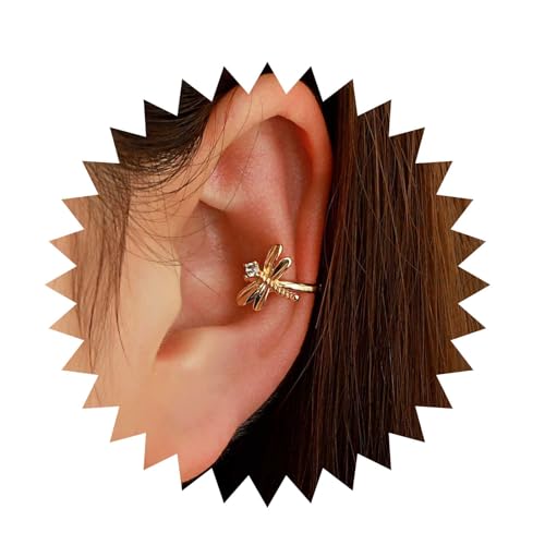 Inilbran Boho Kristall Libelle Ohrmanschette Ohrringe Vintage Libelle Manschette Clip Auf Ohrringe Gold Libelle Manschette Knorpel Ohrringe Kein Piercing Clip Ohrringe Schmuck Für Frauen Und Mädchen von Inilbran