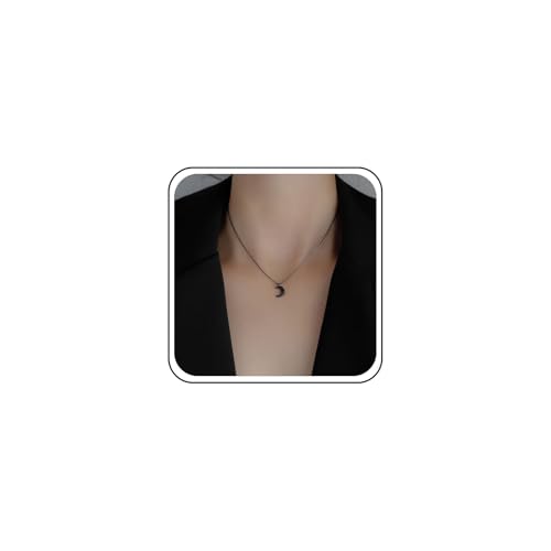 Inilbran Boho Kristall Mond Choker Halskette Schwarz Strass Halbmond Halskette Choker Vintage Kristall Mond Anhänger Halskette Winzigen Kristall Mond Himmlischen Halskette Für Frauen von Inilbran