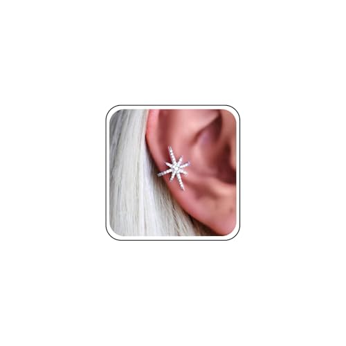 Inilbran Boho Kristall Nordstern Ohr Manschette Ohrring Vintage Strass Nordstern Knorpel Manschette Ohrring Silber Cz Stern Manschette Wickeln Ohrringe Bling Nordstern Ohrringe Nicht Piercing Clip von Inilbran