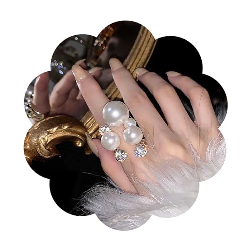 Inilbran Boho Kristall Perle Fingerring Vintage Perle Wickeln Offenen Ring Silber Cz Perle Offenen Knöchel Ring Perle Einstellbar Stapeln Ring Schmuck Für Frauen Und Mädchen von Inilbran