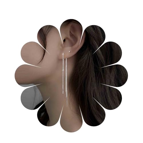 Inilbran Boho Kristall Quaste Ohrringe Silber Lange Kette Ohrringe Vintage Strass Quaste Kette Ohrringe Hochzeit Braut Kristall Kette Quaste Ohrringe Schmuck Für Hochzeit Party von Inilbran