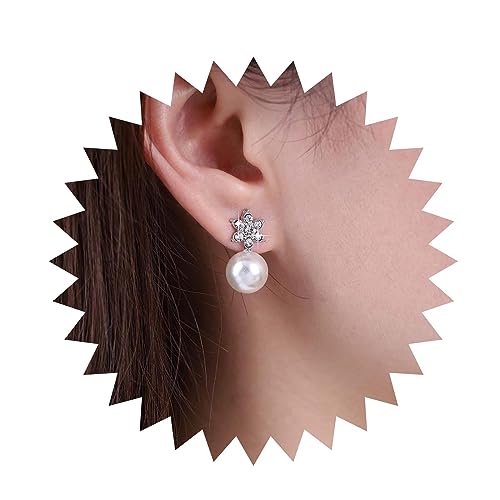Inilbran Boho Kristall Schneeflocke Perle Ohrstecker Vintage Perle Kristall Ohrringe Silber Cz Blume Ohrstecker Personalisierte Schneeflocke Perle Ohrringe Schmuck Für Frauen Und Mädchen von Inilbran