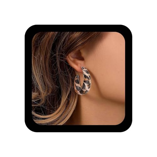 Inilbran Boho Leopard Druck Ohrringe Leopard Druck Acryl Ohrringe Schildpatt Tropfen Ohrring Harz Offen Reifen Baumeln Erklärung Ohrring Für Frauen von Inilbran