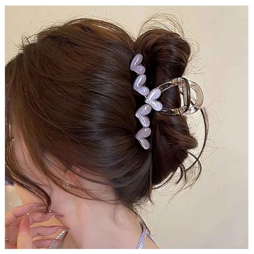 Inilbran Boho Lila Herz Kralle Clips Liebe Herz Haarspangen Starken Halt Kiefer Manschette Barrettes Harz Liebe Kunststoff Haar Kralle Klammer Dekorative Haarschmuck Für Frauen Kopfschmuck (lila) von Inilbran
