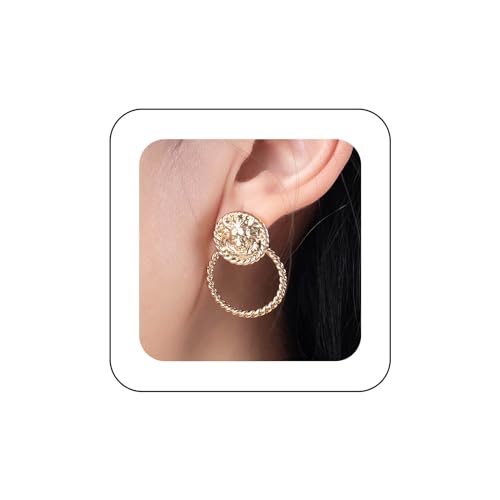 Inilbran Boho Löwe Kreis Ohrstecker Vintage Gold Runde Löwe Ohrringe Gehämmert Übertrieben Kreis Ohrringe Gothic Hohl Kreis Löwe Ohrringe Schmuck Für Frauen Und Mädchen von Inilbran