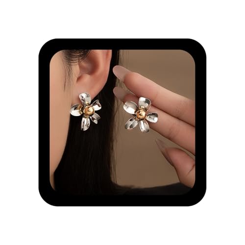 Inilbran Boho Metall Blume Ohrringe Große Blume Ohrringe Übertrieben Metall Floral Ohrring Klobig Floral Aussage Ohrring Für Frauen von Inilbran