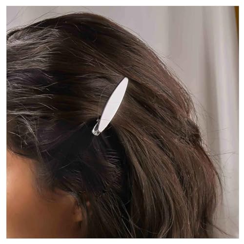 Inilbran Boho Metall Oval Haarspange Vintage Flach Entenschnabel Clips Silber Oval Pin Seite Clip Einfache Geometrische Leer Haarnadel Dekorative Haarschmuck Für Frauen Kopfschmuck von Inilbran