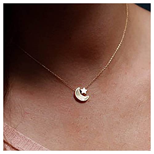 Inilbran Boho Mondsichel Choker Halskette Gold Mond Halskette Choker Vintage Stern Anhänger Halskette Minimalistischer Mond Stern Halskette Kettenschmuck Für Frauen Und Mädchen von Inilbran